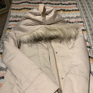 Abercrombie Cream colored Size XS Winter Fur hooded Coat